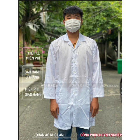 Áo Phòng Sạch Blouse Trắng ,Cổ Bẻ, Dài Tay PSTS0014