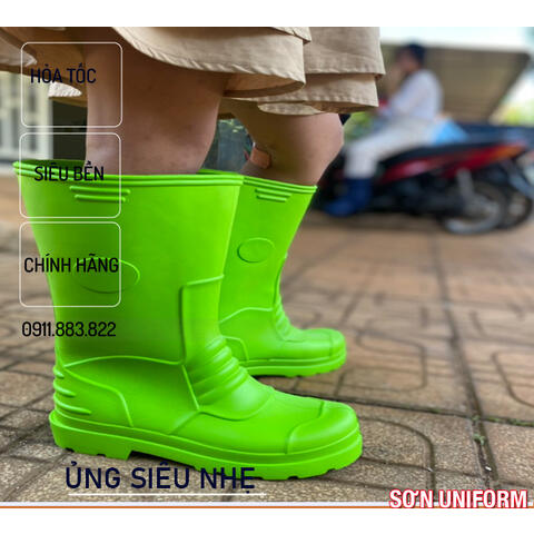 Ủng Thủy Sản Xốp Siêu Nhẹ Xanh Neon VAC-UTS0010