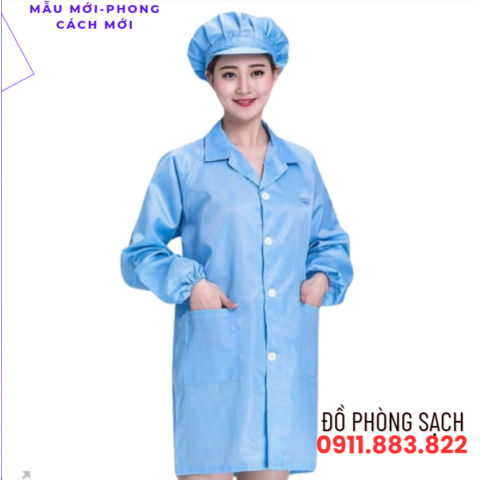 Áo Phòng Sạch Blouse Xanh Dài  Tay PSTS0036