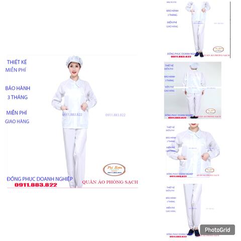 Quần Áo Phòng Sạch Trắng dài Tay ,Cổ Bẻ PSTS0038