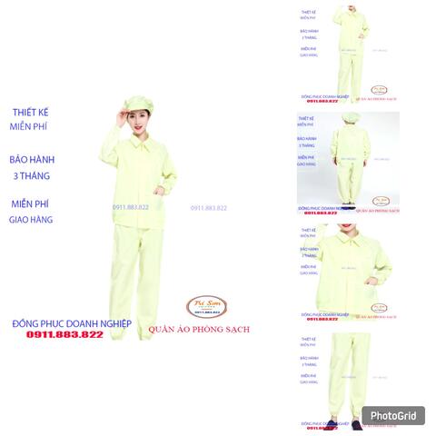 Quần Áo Phòng Sạch Màu Vàng  dài Tay ,Cổ Bẻ PSTS0042