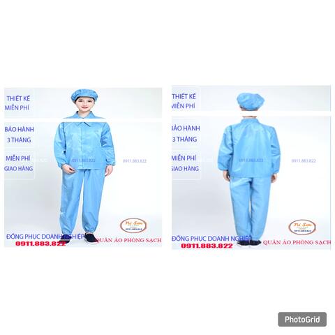 Quần Áo Phòng Sạch Màu Xám dài Tay ,Cổ Bẻ PSTS0045