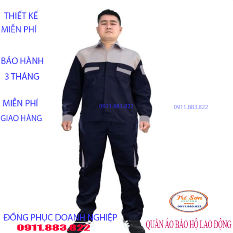 Đồng Phục Bảo Hộ Lao Động Màu Xanh Dương Phối Xám  TS080
