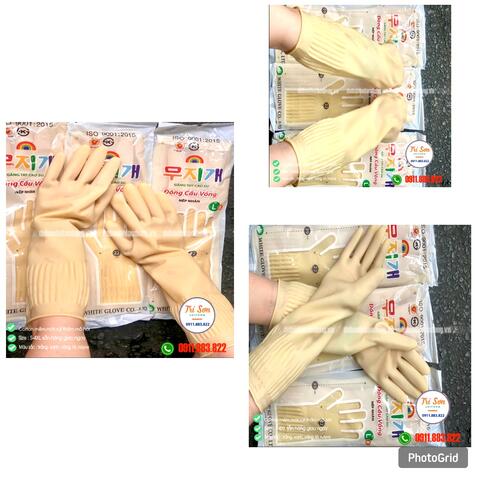 GĂNG TAY CAO SU CẦU VÒNG MÀU KEM 37cm GTCS0015